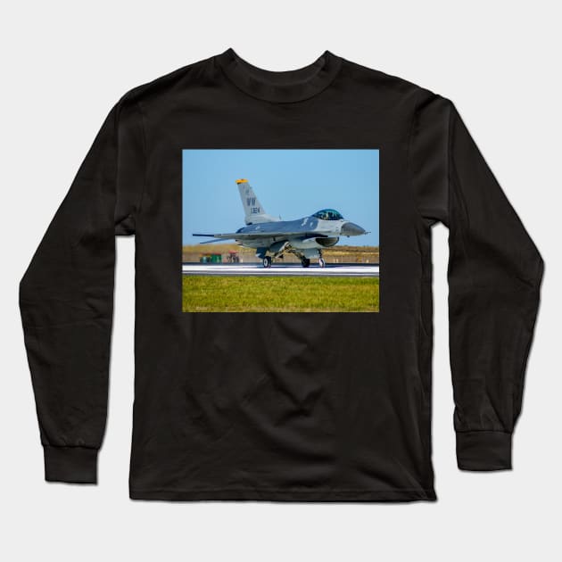 F-16 Fighting Falcon Long Sleeve T-Shirt by Upbeat Traveler